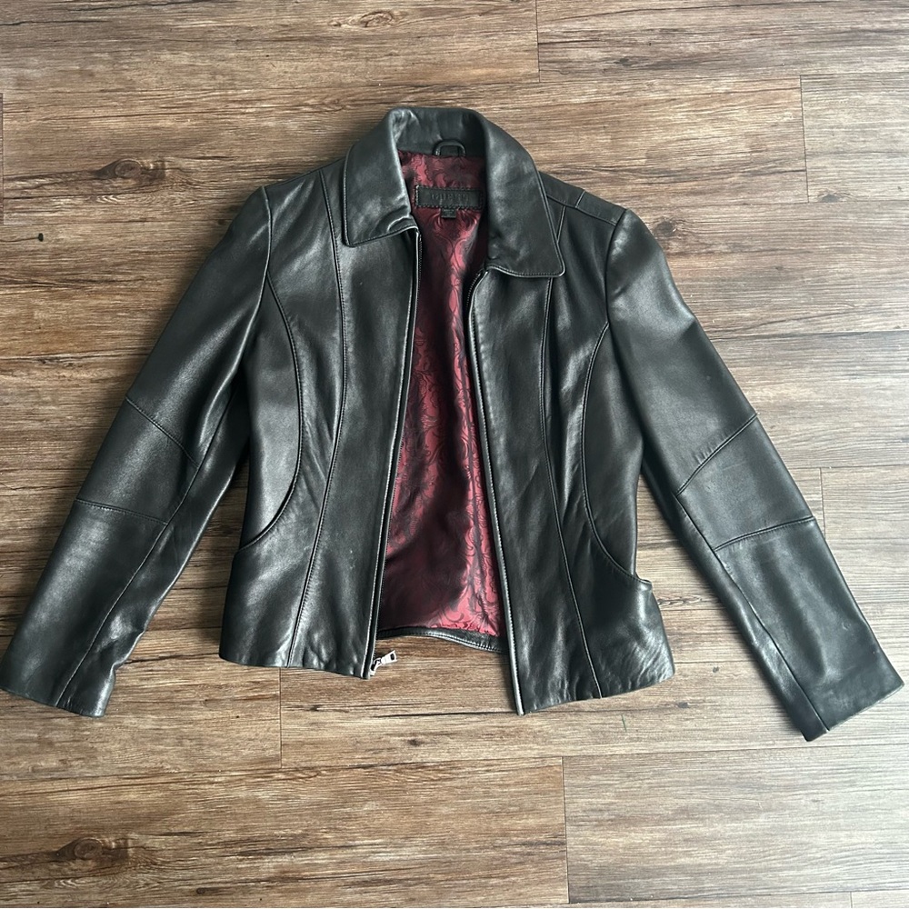 Guess, Black Leather Jacket